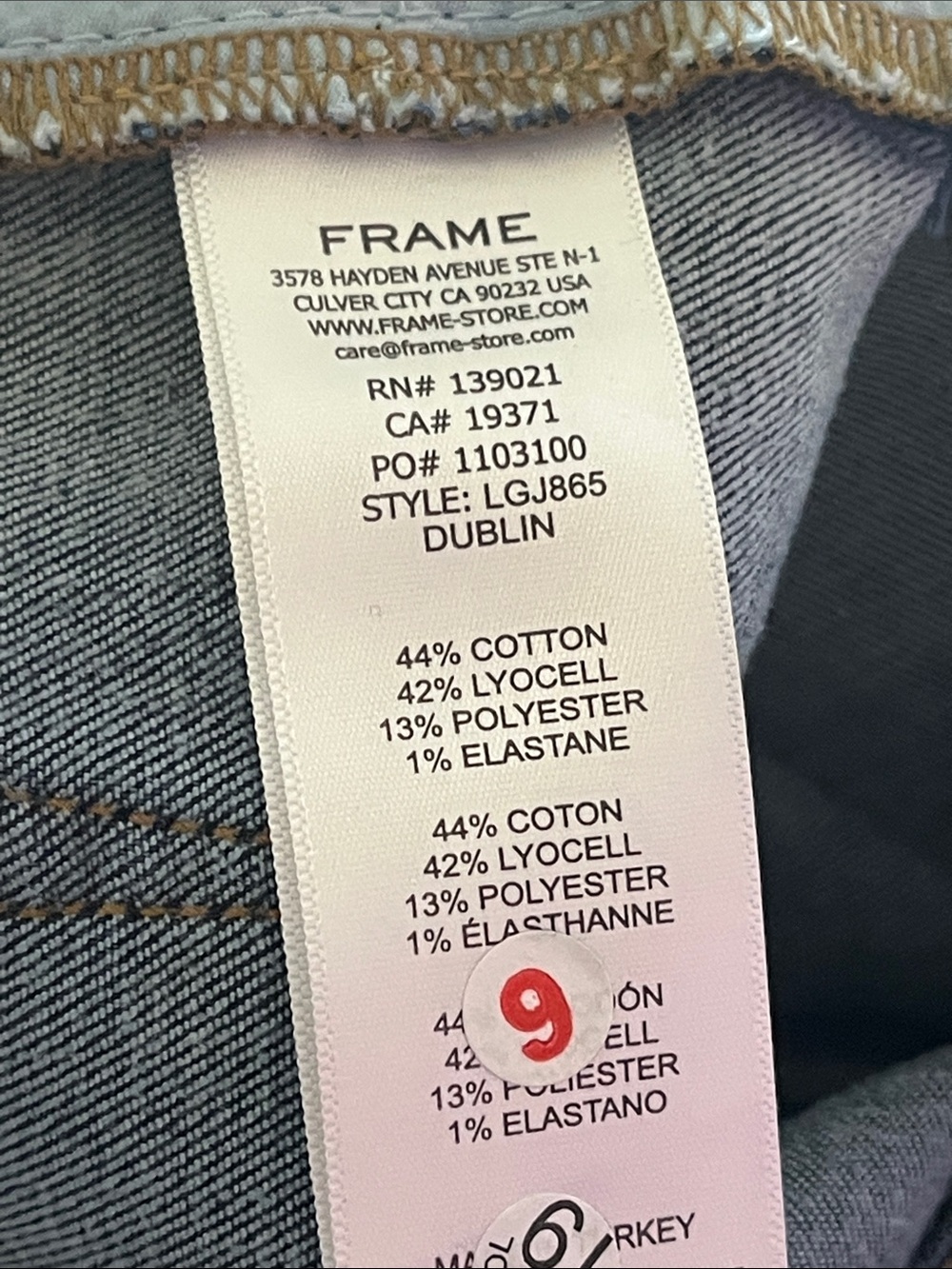 NWOT FRAME Le Garçon Slim Boyfriend Jeans Dark Wash Premium Denim Size 26 - Picture 9 of 13